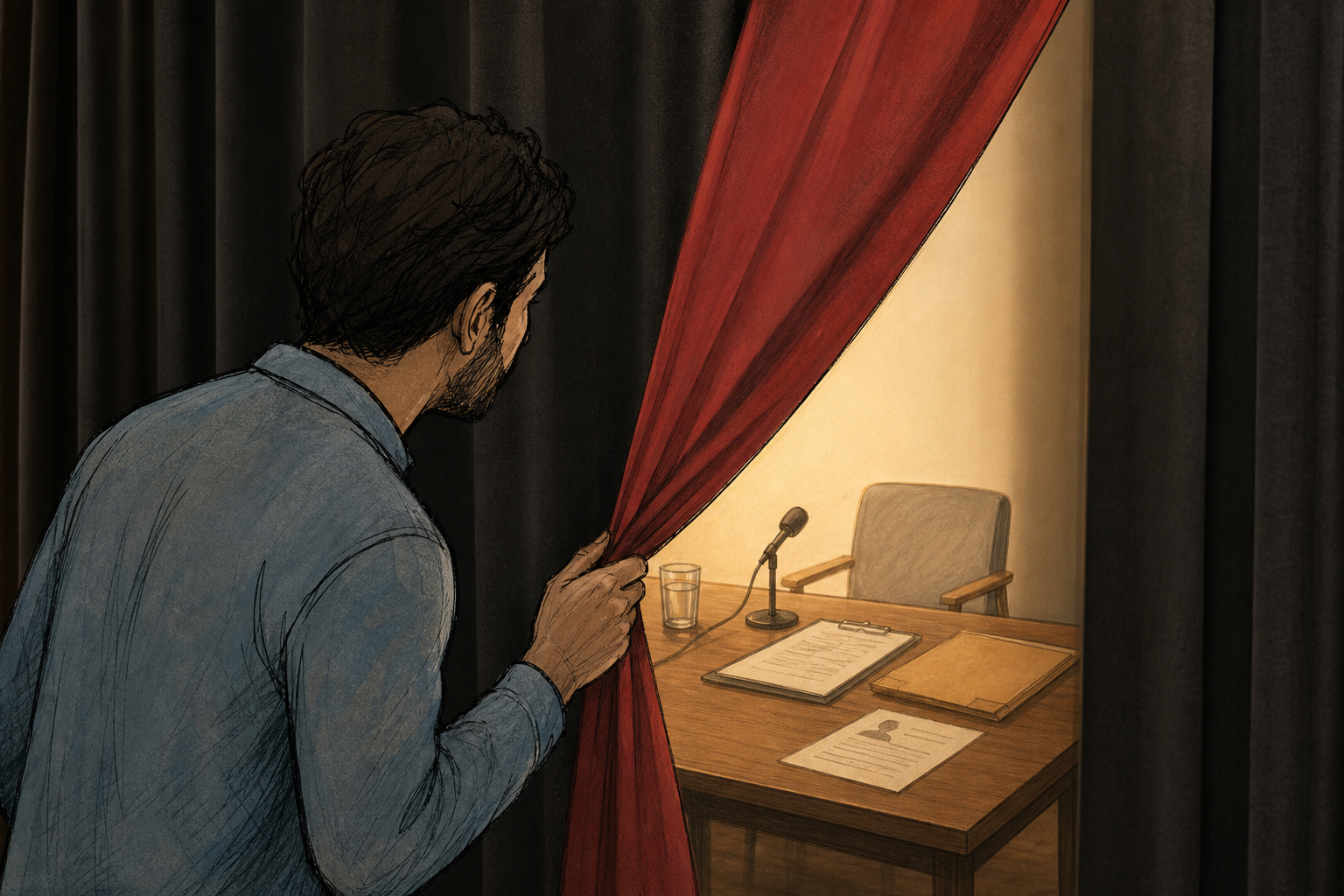 Behind the curtain