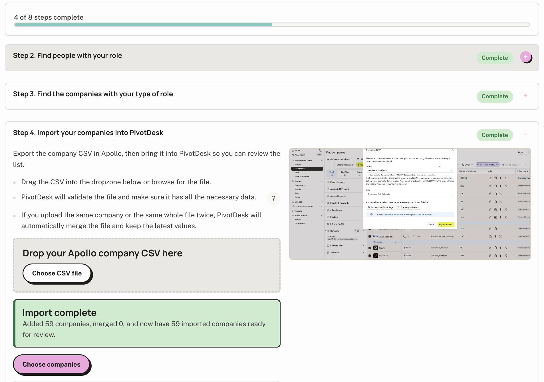 PivotDesk Checklist Example
