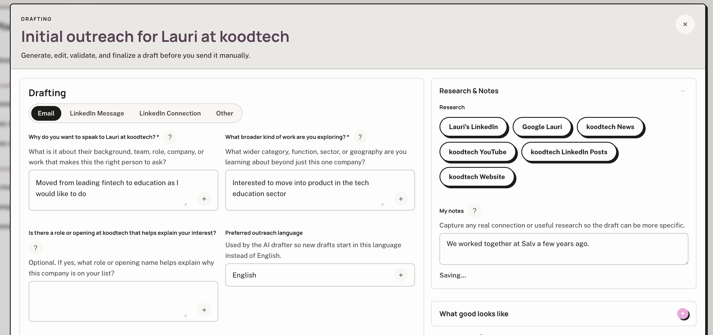 PivotDesk Outreach Draft Input